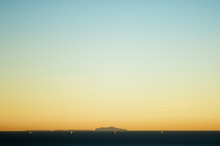 sunlit oil rigs