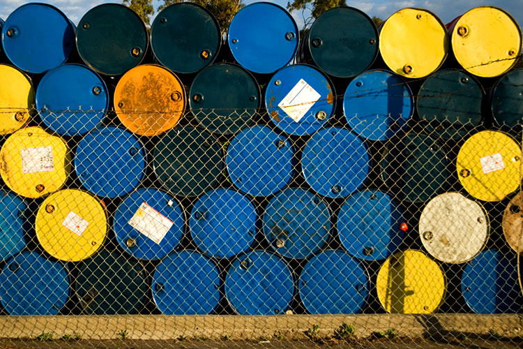 multi coloured oil drums