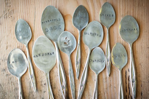Silver spoon herb garden markers…